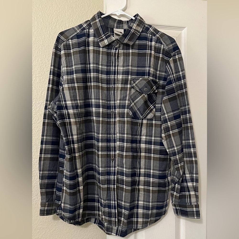 The North Face Women's Blue and Gray Plaid Shirt